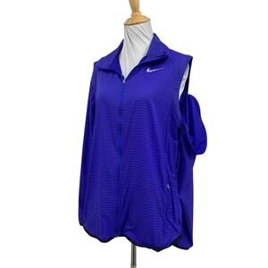 Nike Jacket Womens L Large Deep Blue Major Flight Golf Convertible Sleeves *LOGO